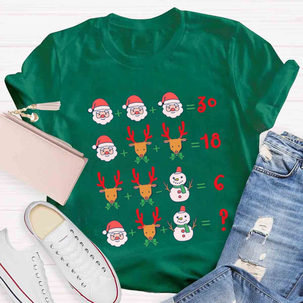 Math Teacher Santa Claus Elk Christmas T-shirt