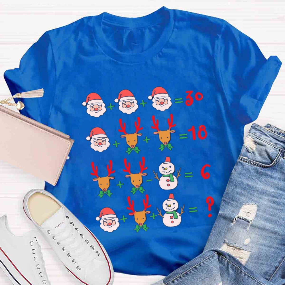 Math Teacher Santa Claus Elk Christmas T-shirt