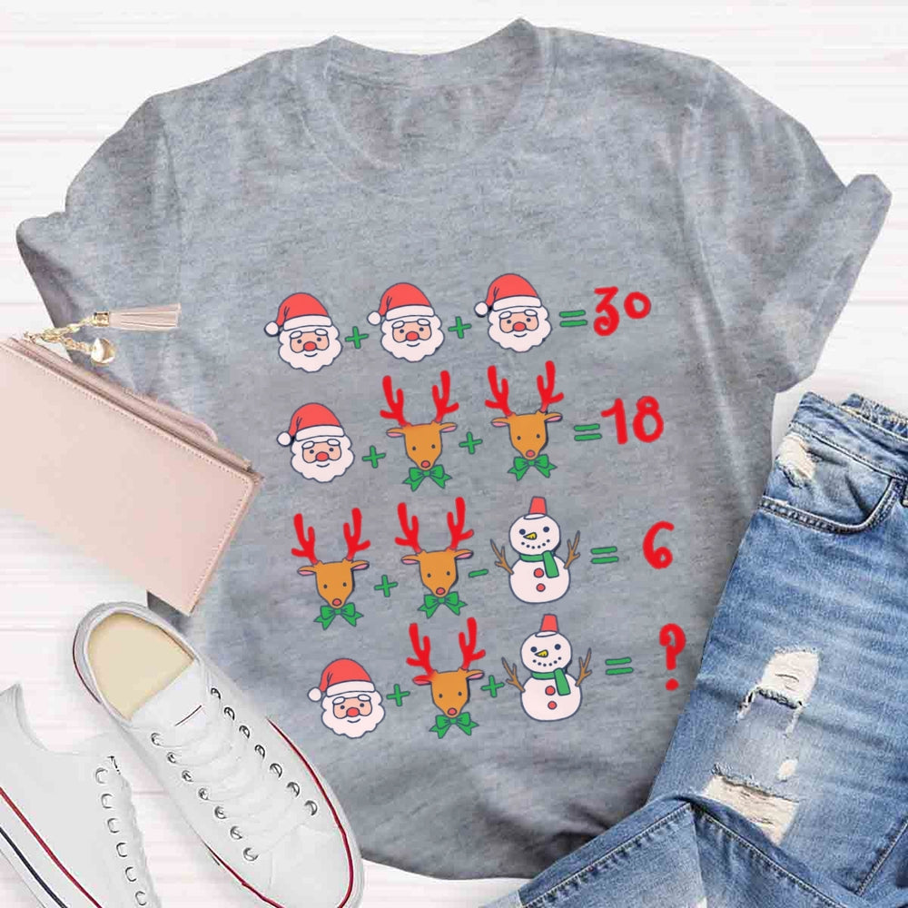 Math Teacher Santa Claus Elk Christmas T-shirt