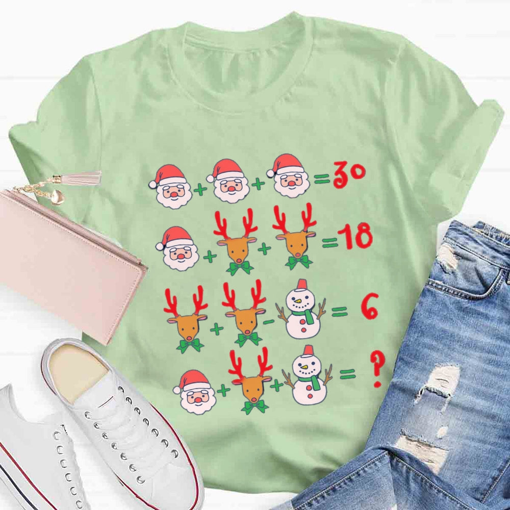 Math Teacher Santa Claus Elk Christmas T-shirt