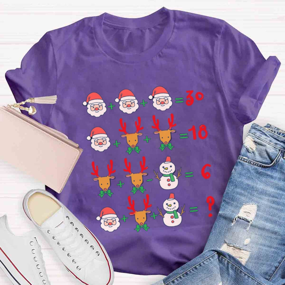 Math Teacher Santa Claus Elk Christmas T-shirt