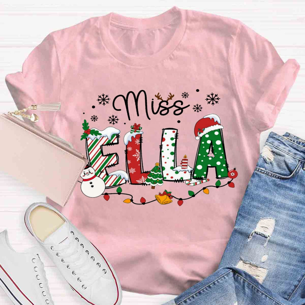 Personalized Christmas Name Teachers T-shirt