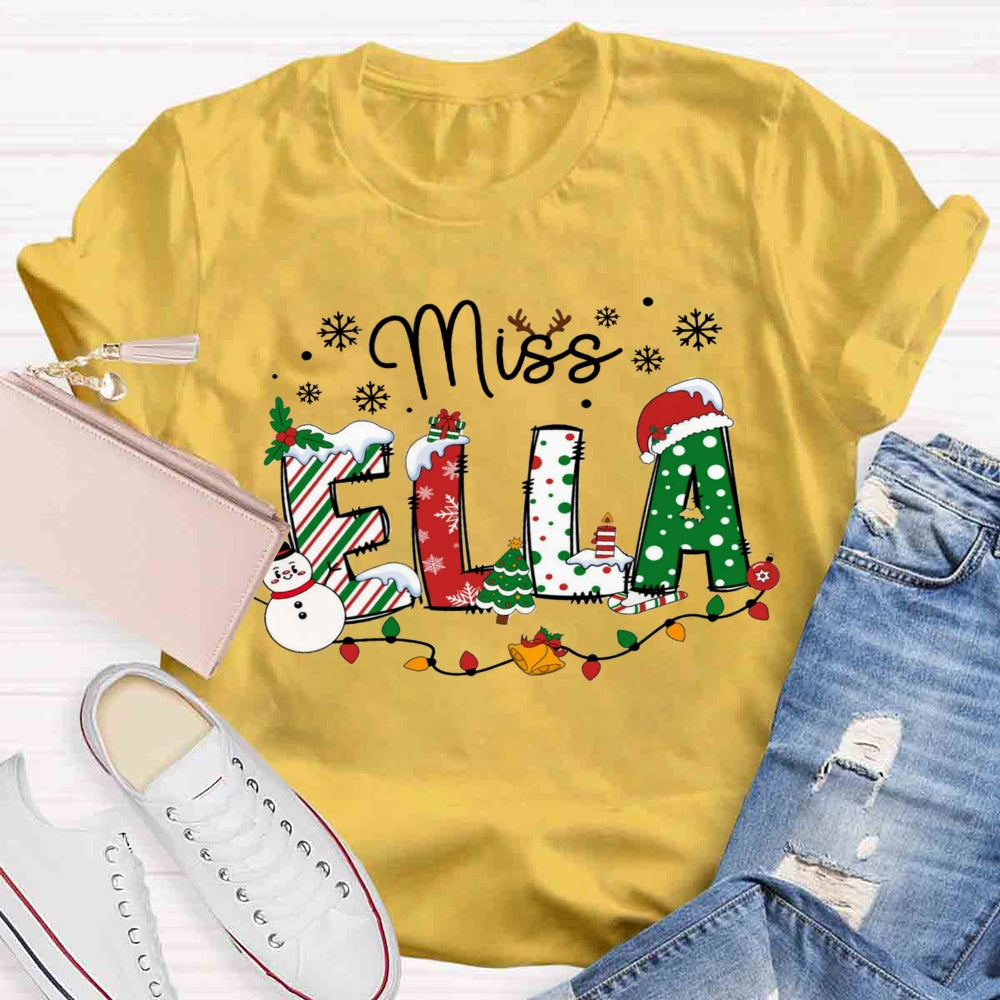 Personalized Christmas Name Teachers T-shirt