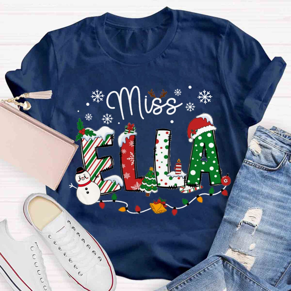 Personalized Christmas Name Teachers T-shirt