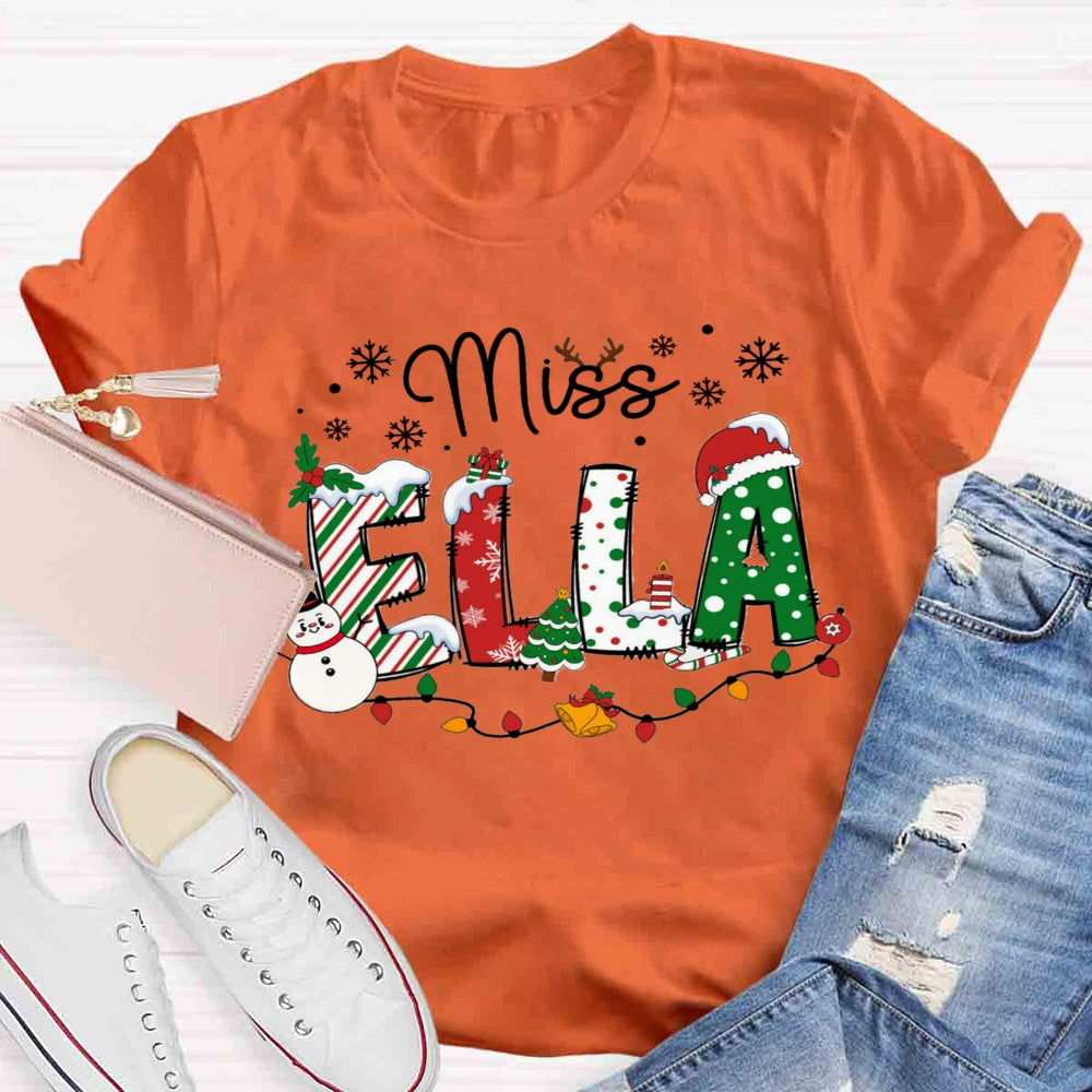 Personalized Christmas Name Teachers T-shirt