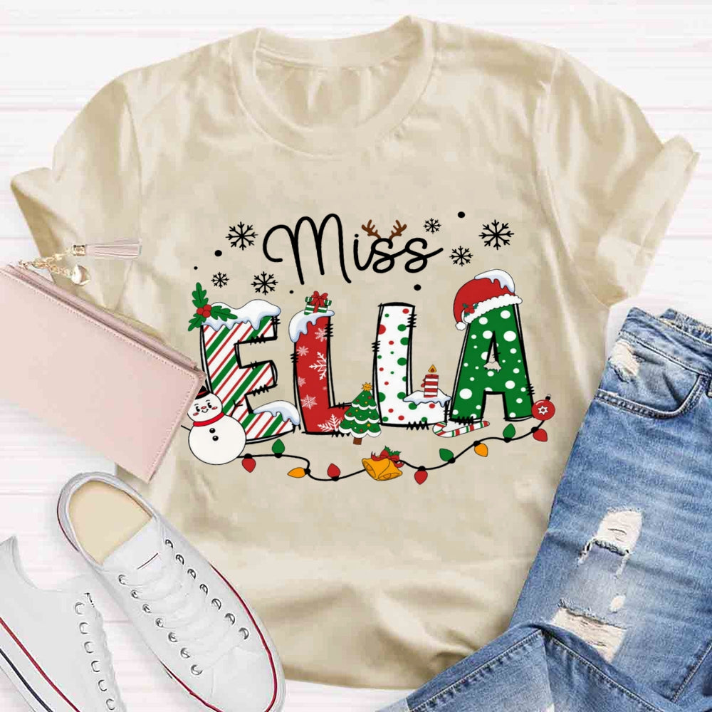 Personalized Christmas Name Teachers T-shirt