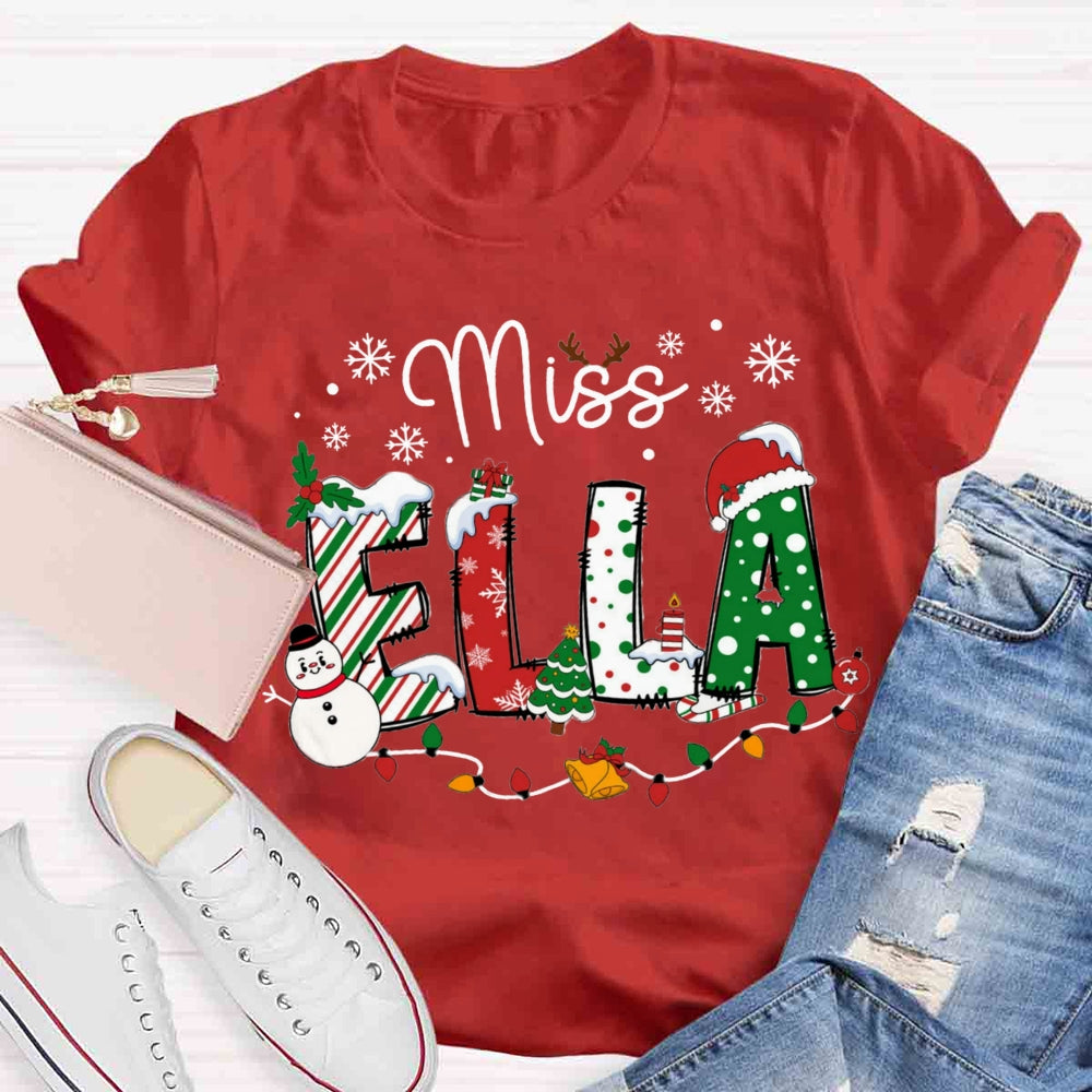 Personalized Christmas Name Teachers T-shirt