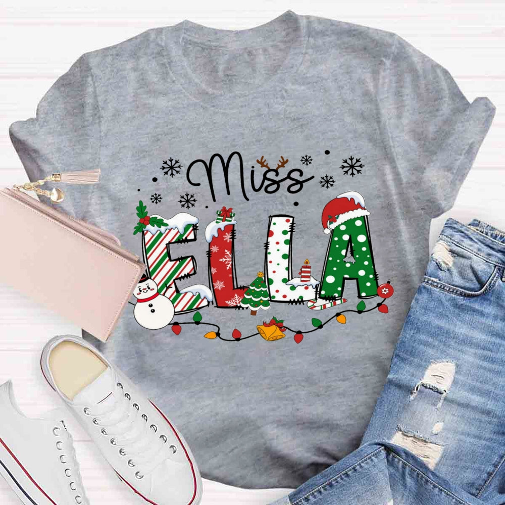 Personalized Christmas Name Teachers T-shirt