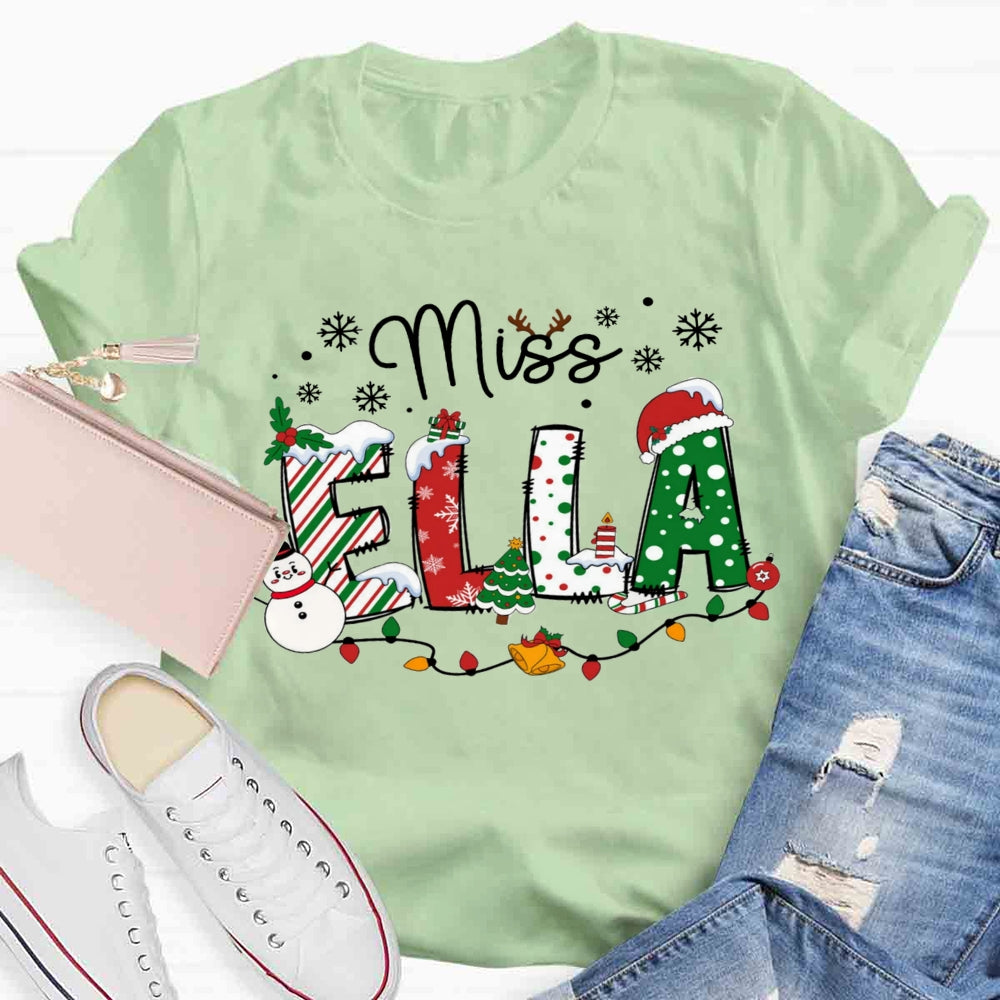 Personalized Christmas Name Teachers T-shirt