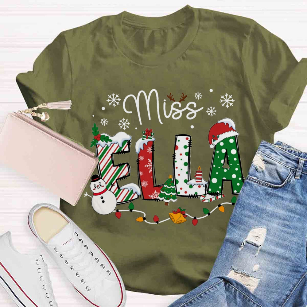 Personalized Christmas Name Teachers T-shirt