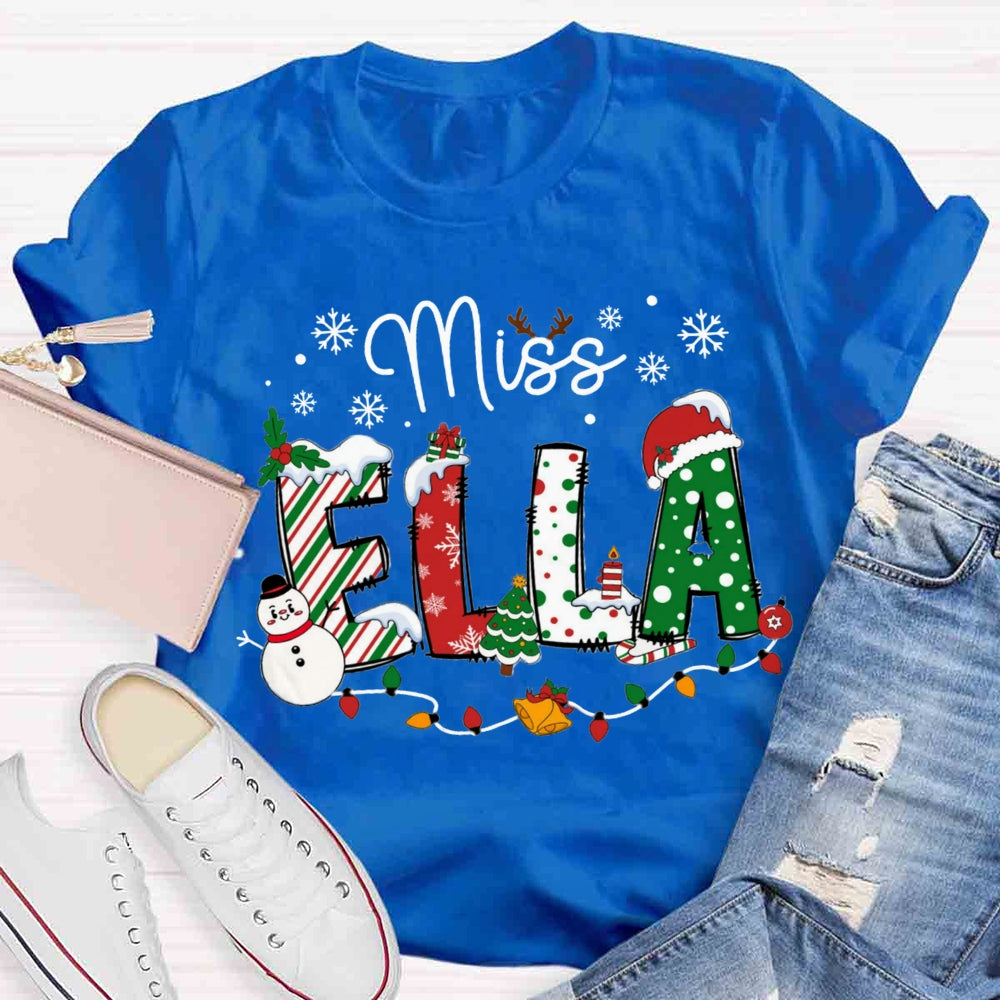 Personalized Christmas Name Teachers T-shirt