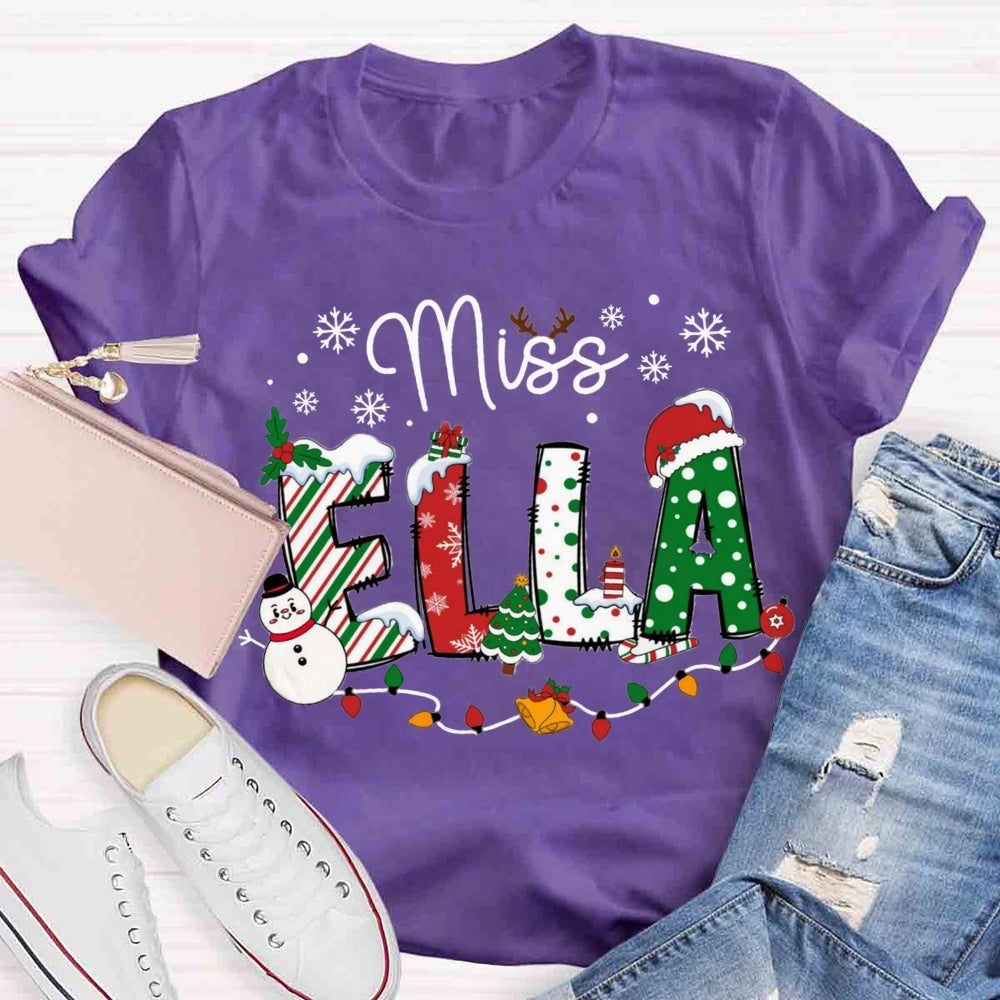 Personalized Christmas Name Teachers T-shirt