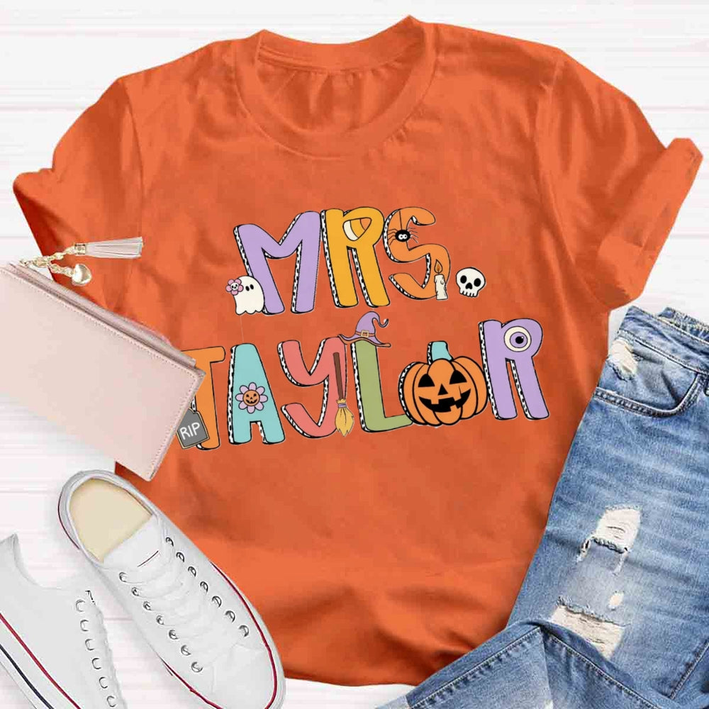 Personalized Halloween Name Pumpkin T-shirt