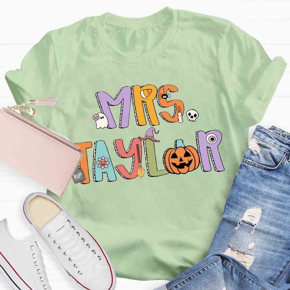 Personalized Halloween Name Pumpkin T-shirt