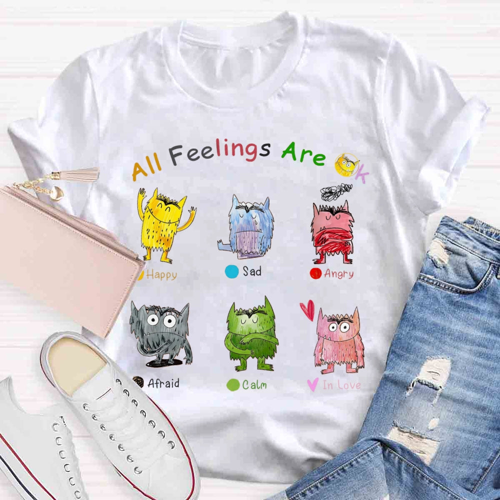 All Feelings Are Okay Mental Health Awareness Little Monster T-shirt