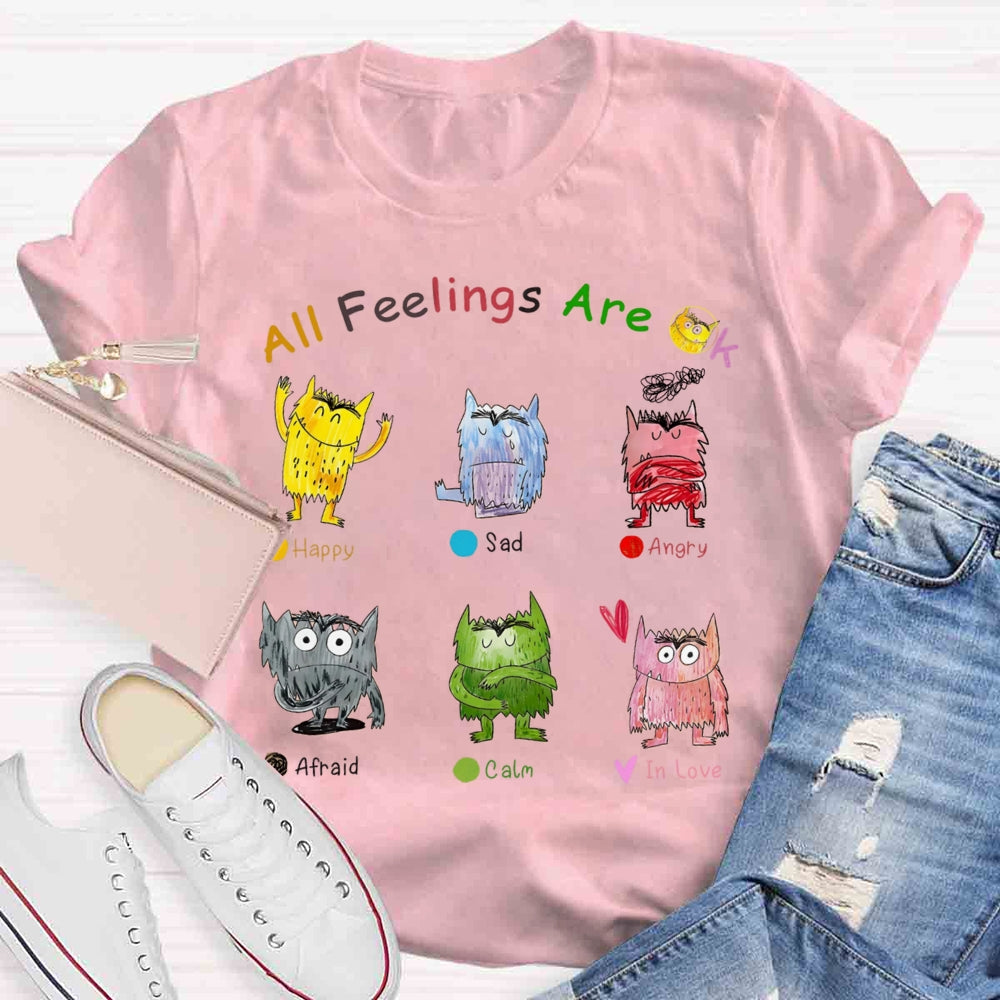 All Feelings Are Okay Mental Health Awareness Little Monster T-shirt