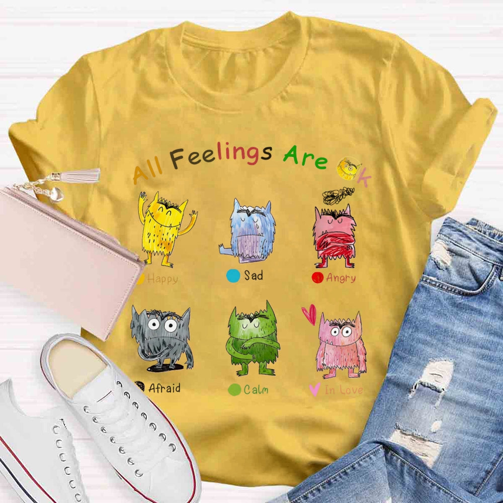 All Feelings Are Okay Mental Health Awareness Little Monster T-shirt