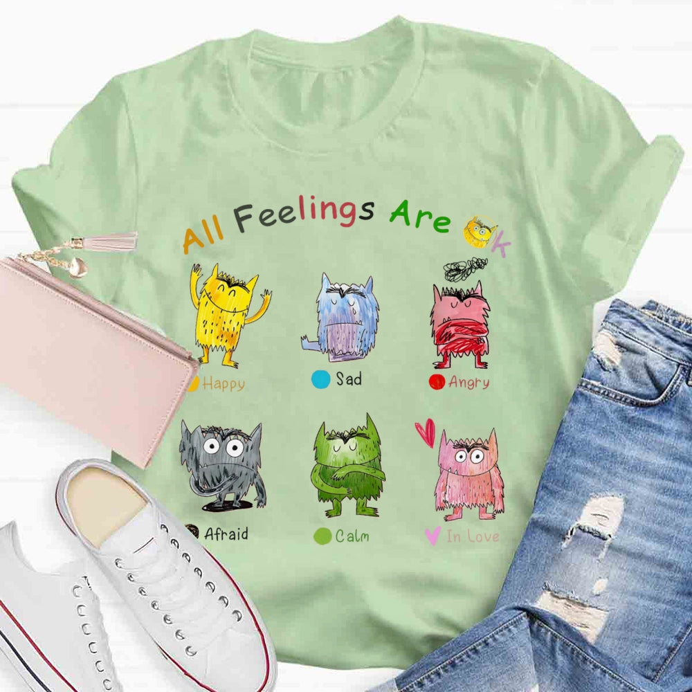 All Feelings Are Okay Mental Health Awareness Little Monster T-shirt