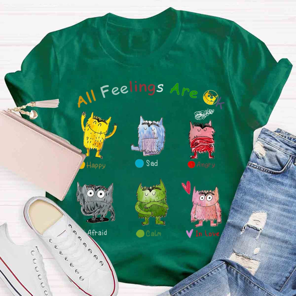 All Feelings Are Okay Mental Health Awareness Little Monster T-shirt