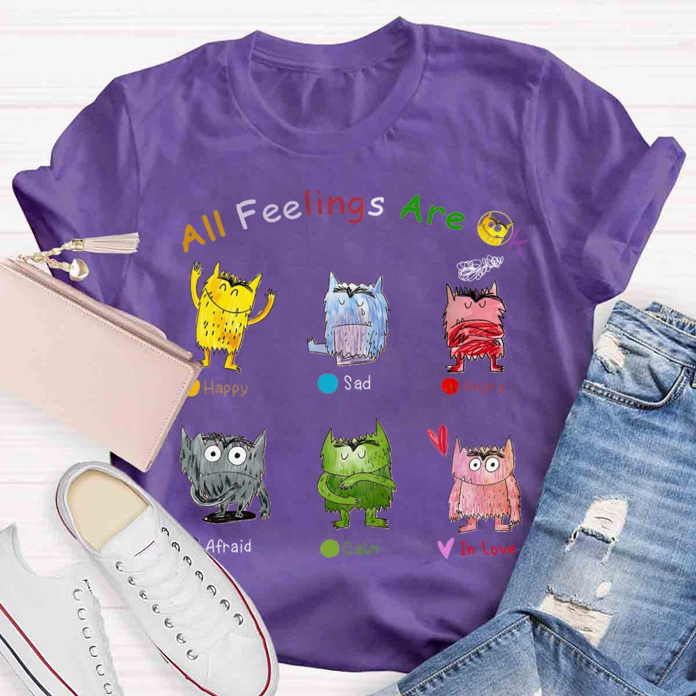 All Feelings Are Okay Mental Health Awareness Little Monster T-shirt