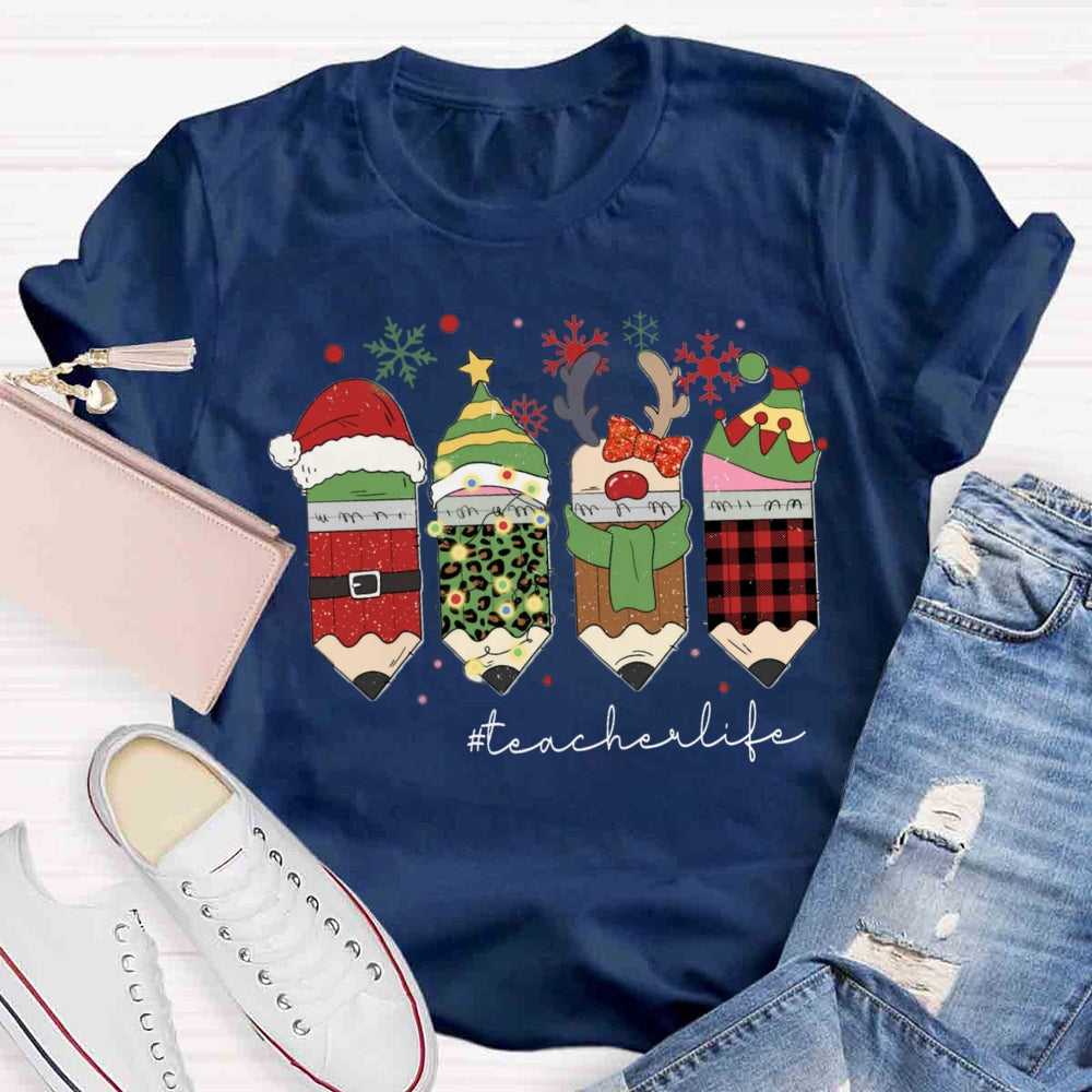 Christmas Pencils Teacher T-shirt