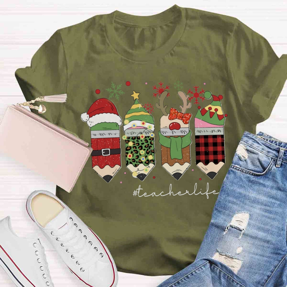 Christmas Pencils Teacher T-shirt