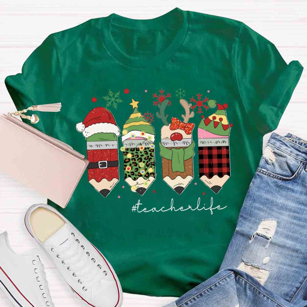 Christmas Pencils Teacher T-shirt