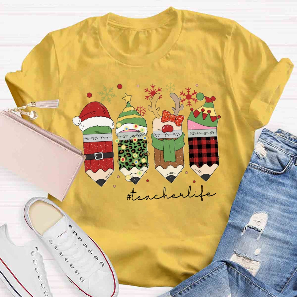 Christmas Pencils Teacher T-shirt