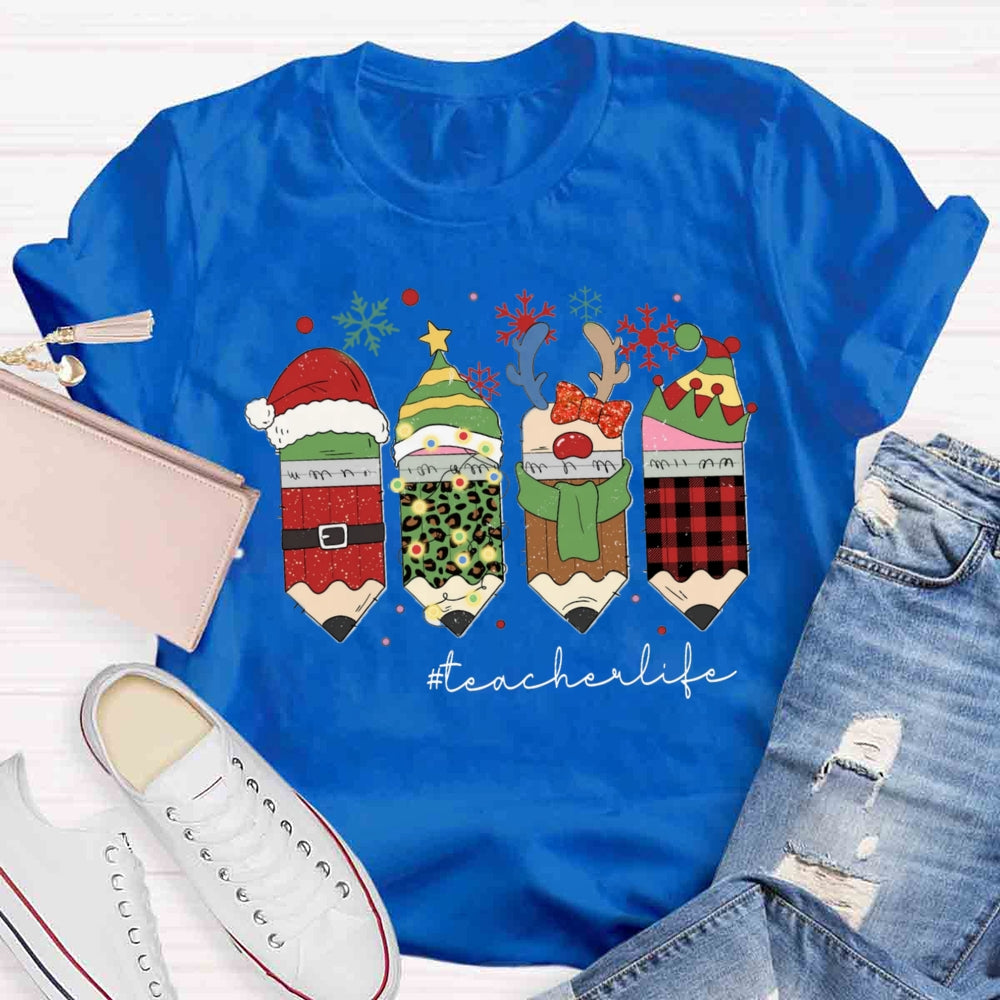 Christmas Pencils Teacher T-shirt