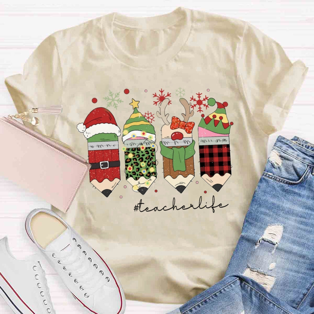 Christmas Pencils Teacher T-shirt