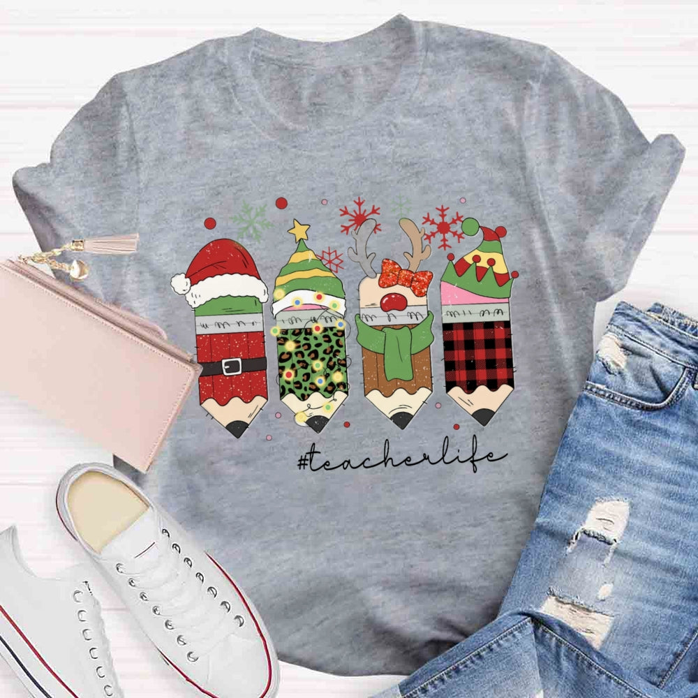 Christmas Pencils Teacher T-shirt