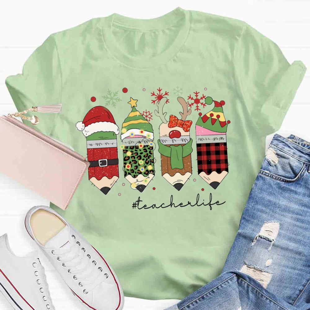 Christmas Pencils Teacher T-shirt