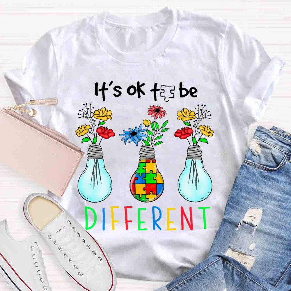 It's OK To Be Different Autism Light Bulb T-shirt