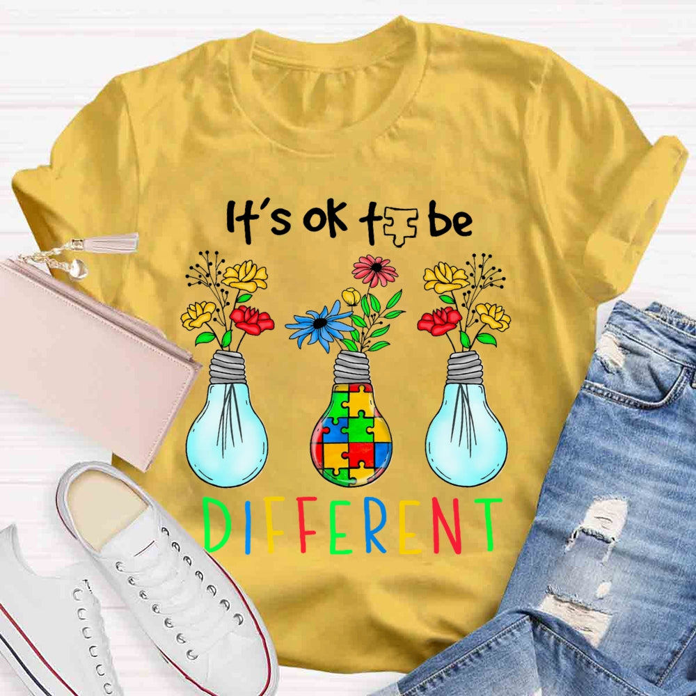 It's OK To Be Different Autism Light Bulb T-shirt