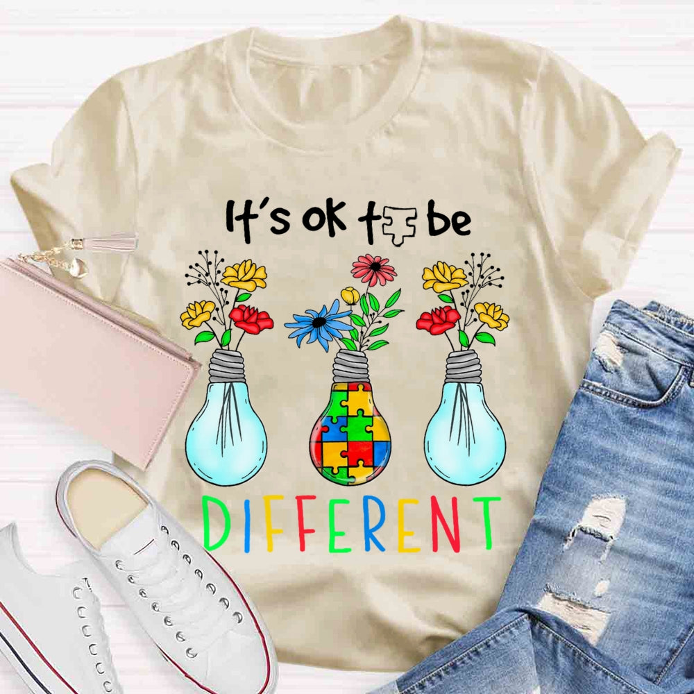 It's OK To Be Different Autism Light Bulb T-shirt