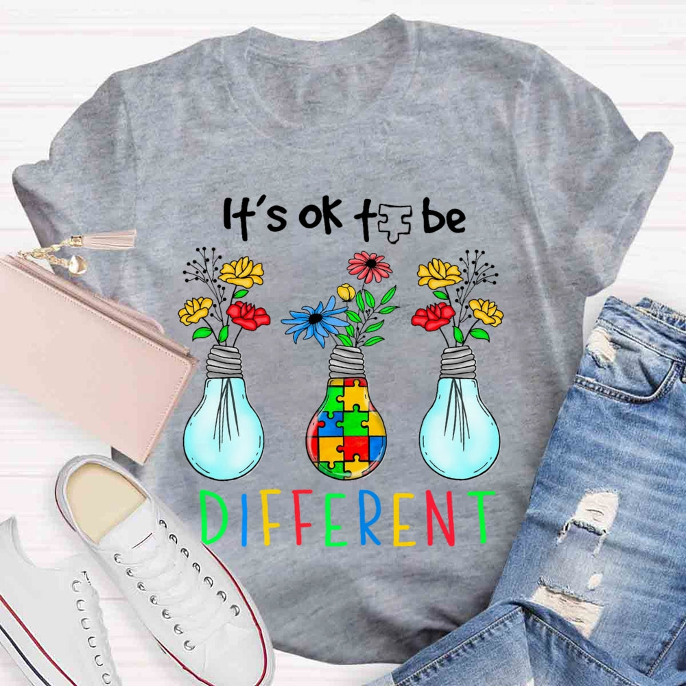 It's OK To Be Different Autism Light Bulb T-shirt