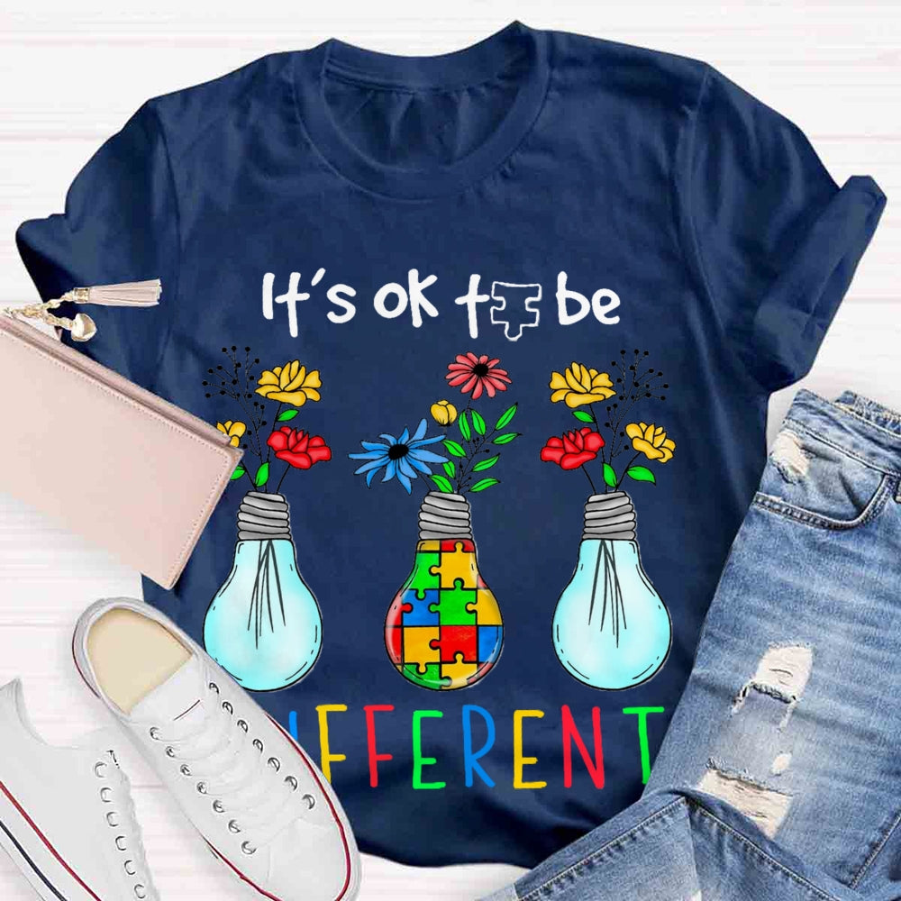 It's OK To Be Different Autism Light Bulb T-shirt