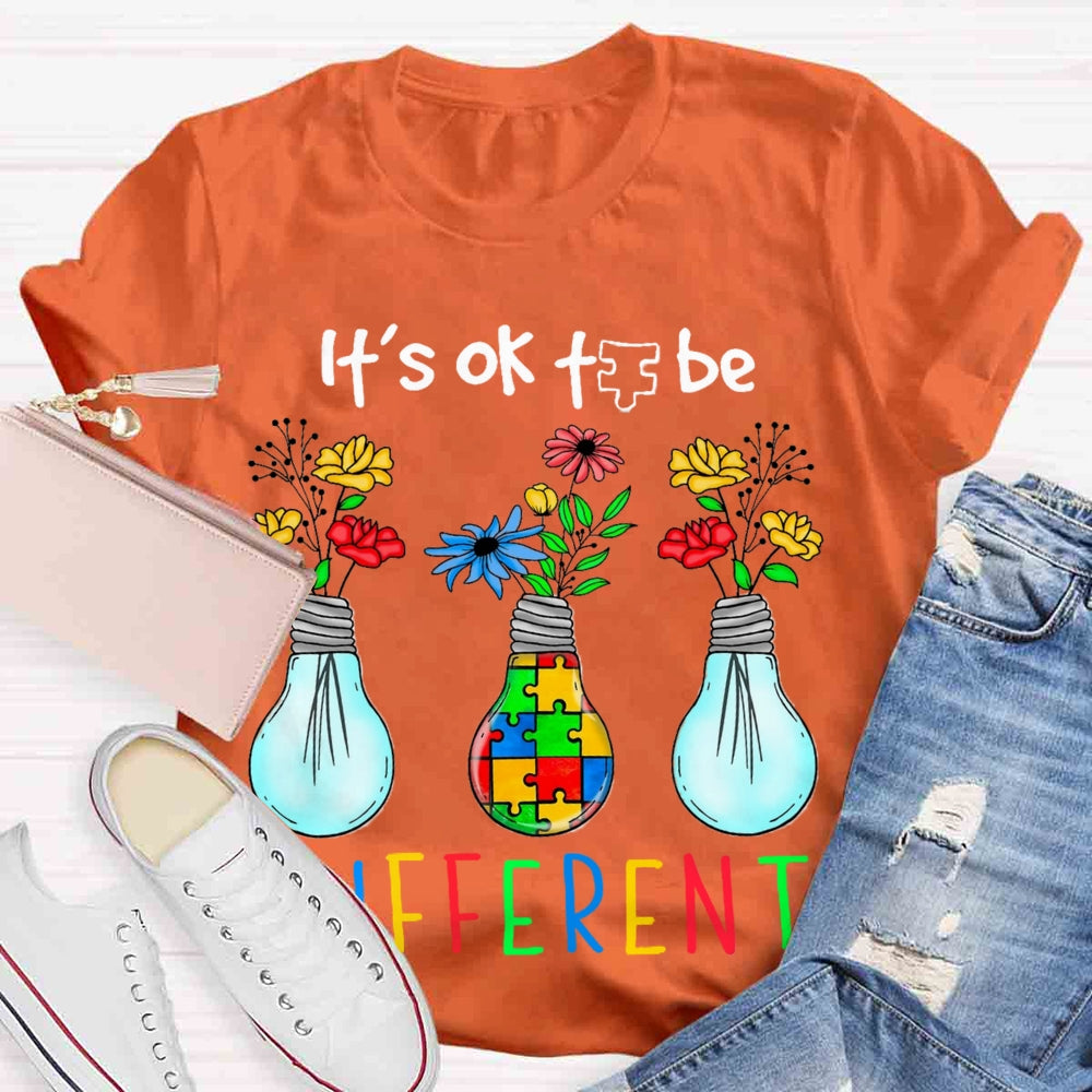 It's OK To Be Different Autism Light Bulb T-shirt