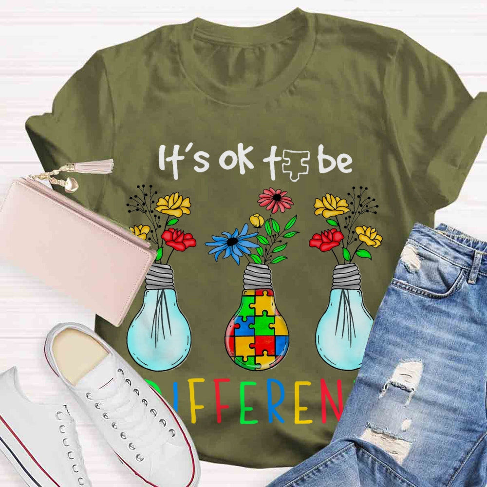 It's OK To Be Different Autism Light Bulb T-shirt