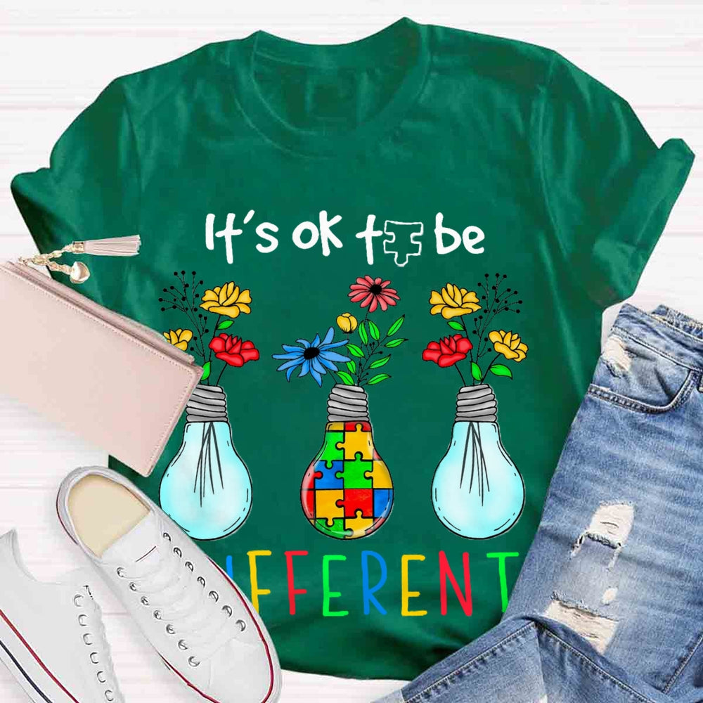 It's OK To Be Different Autism Light Bulb T-shirt