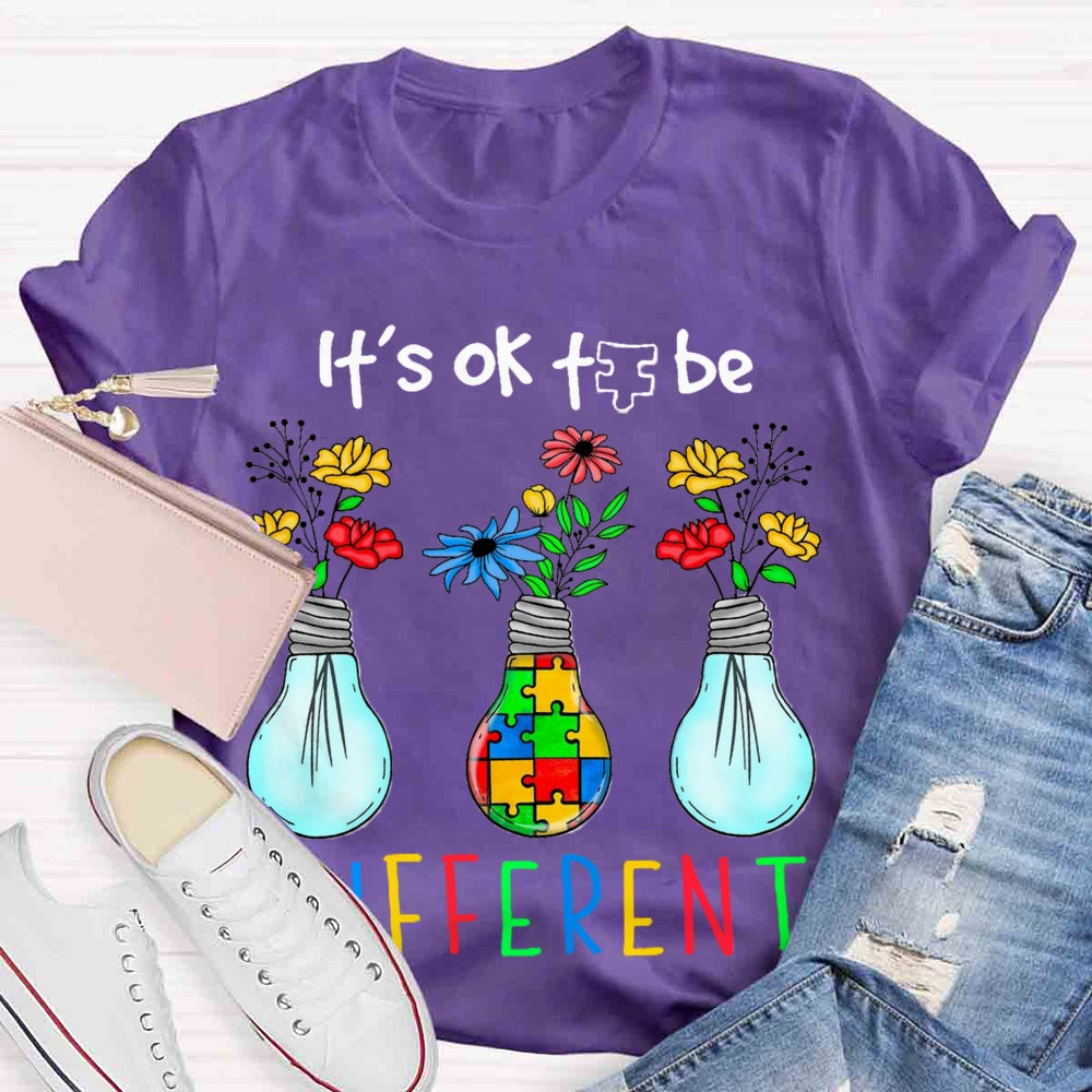 It's OK To Be Different Autism Light Bulb T-shirt