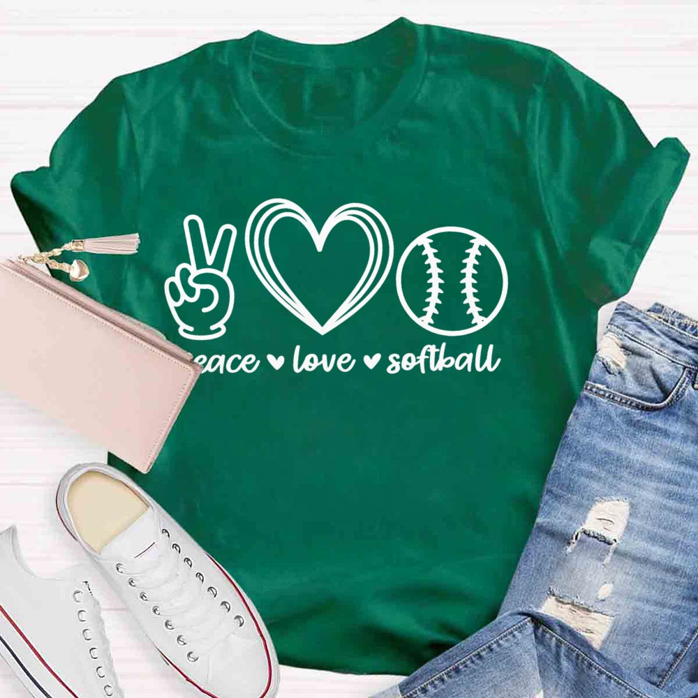 Peace Love Softball Teacher T-Shirt