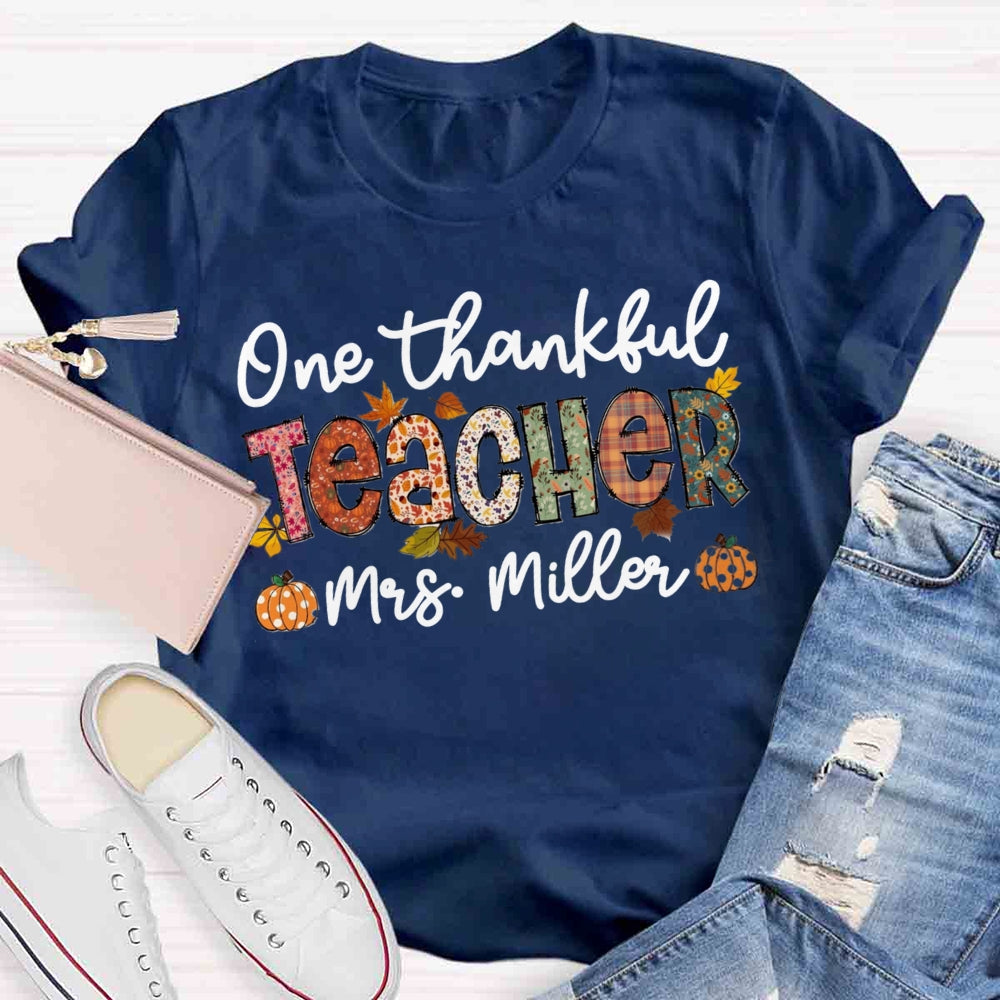 Personalized Name One Thankful Teacher T-shirt