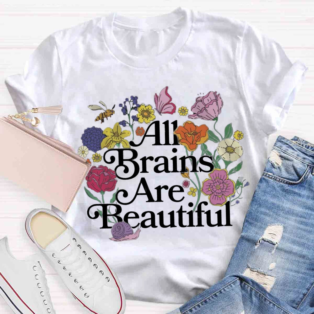 All Brains Are Beautiful Butterfly Floral T-shirt