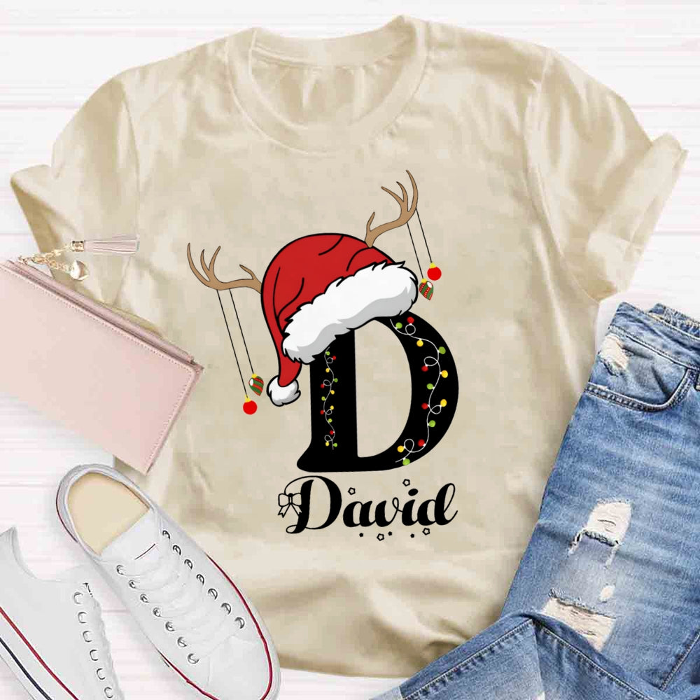 Personalized Name Santa Hat Design T-shirt