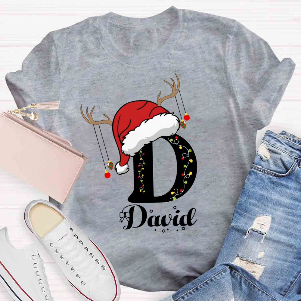 Personalized Name Santa Hat Design T-shirt