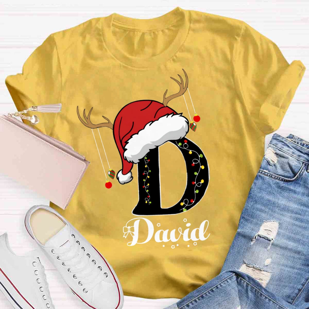 Personalized Name Santa Hat Design T-shirt