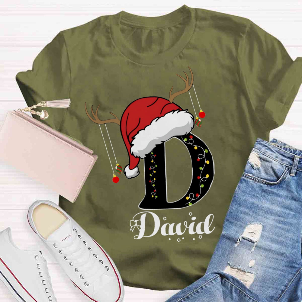 Personalized Name Santa Hat Design T-shirt