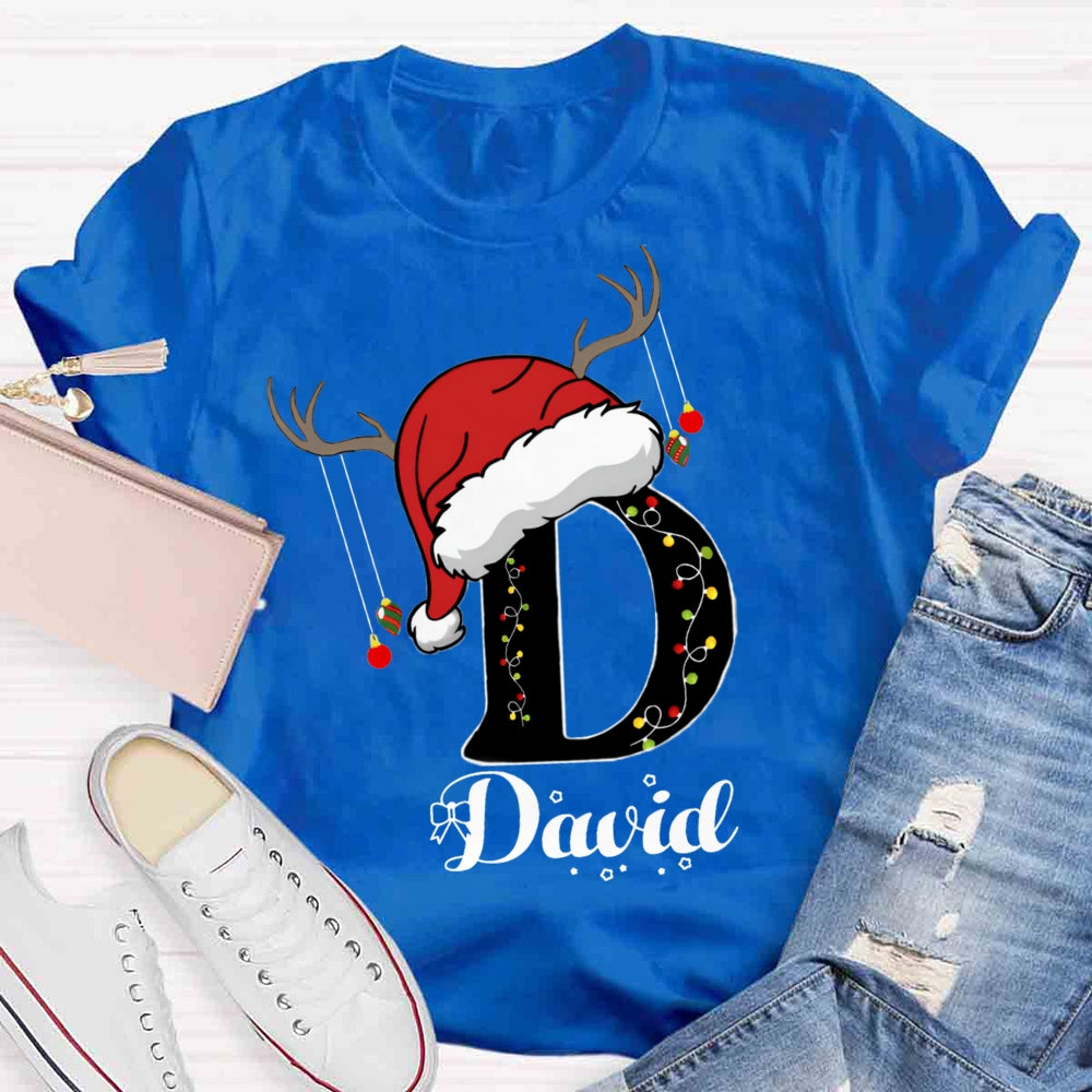 Personalized Name Santa Hat Design T-shirt