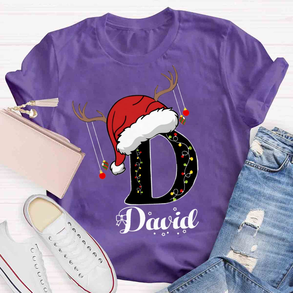 Personalized Name Santa Hat Design T-shirt